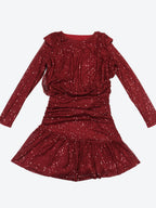 Long Sleeve Sequin Stripe Ruched Mini Party Dress For Women 2026