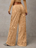 Sequin Drawstring Wide Leg Party Trousers For Women 2026