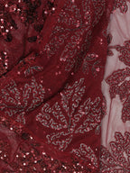 Sequin Floral Embroidery Sheer Hem Bodycon Maxi Dress For Women 2026