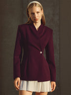 Pleated Patchwork Long Sleeve Mini Blazer Dress For Women 2026