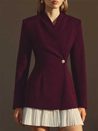 Pleated Patchwork Long Sleeve Mini Blazer Dress For Women 2026