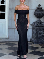 Off Shoulder Lace Backless Mermaid Maxi Party Dress For Women 2026