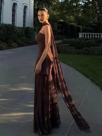 Halter Neck Layered Irregular Hem Sleeveless Maxi Dress For Women 2026