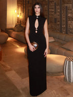 Keyhole Cutout Sleeveless Bodycon Maxi Dress For Women 2026