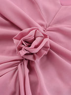 Rosette Ruffle Backless Ruched Mermaid Maxi Dress For Women 2026