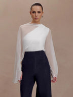Asymmetric Chiffon Cape Sleeve Blouse For Women 2026