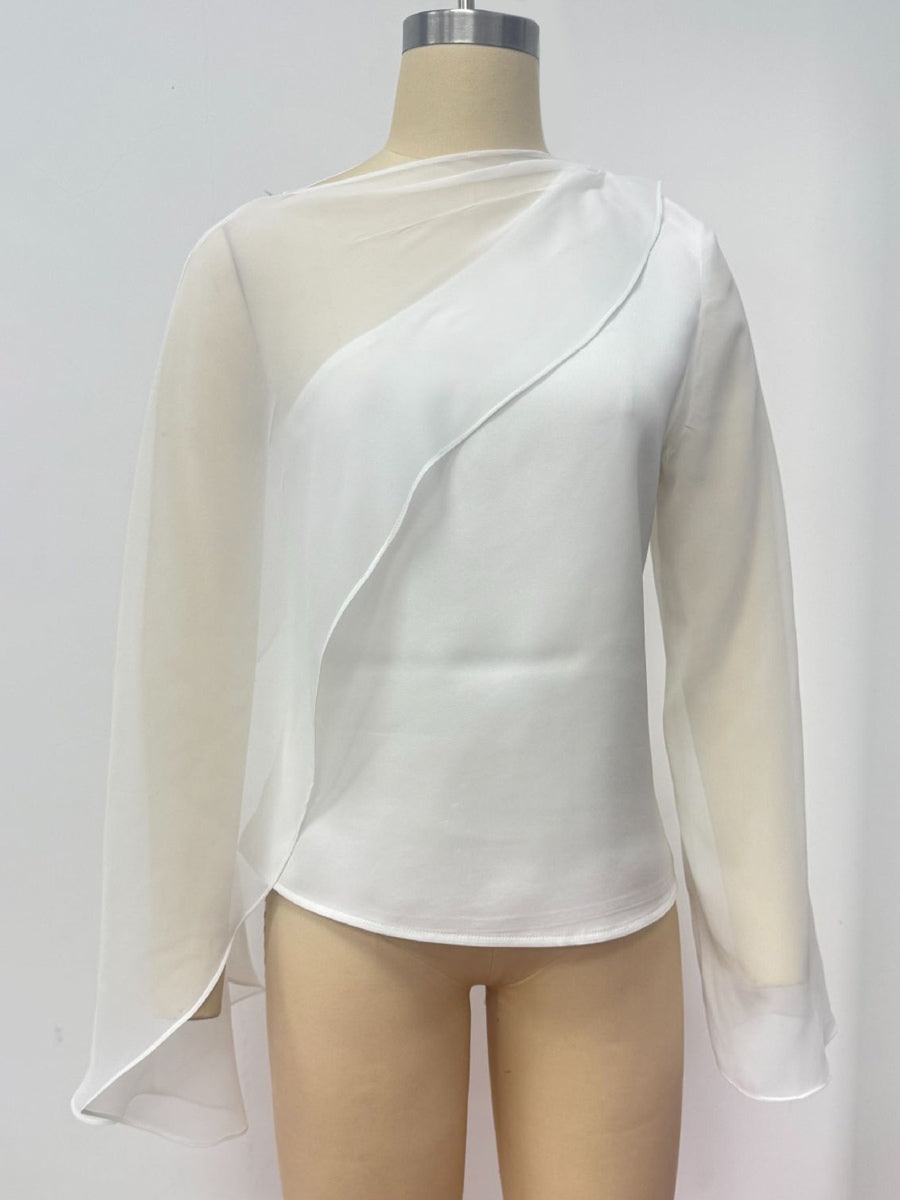 Asymmetric Chiffon Cape Sleeve Blouse For Women 2026