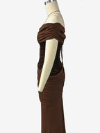 One Shoulder Ruched Waist Sequin Maxi Party Dress For Women 2026