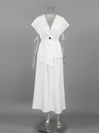 V Neck Wrap Top And High Waist Long Skirt Two Piece Set For Women 2026