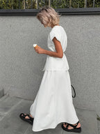 V Neck Wrap Top And High Waist Long Skirt Two Piece Set For Women 2026