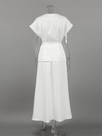 V Neck Wrap Top And High Waist Long Skirt Two Piece Set For Women 2026