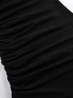 Off Shoulder Puff Hem Ruched Long Sleeve Bodycon Mini Dress For Women 2026
