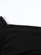 Off Shoulder Puff Hem Ruched Long Sleeve Bodycon Mini Dress For Women 2026
