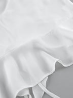 Ruffle Trim V-Neck Flare Sleeve Tops And Smocked Waist Mini Skirt Two Piece Set 2026