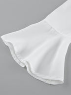 Ruffle Trim V-Neck Flare Sleeve Tops And Smocked Waist Mini Skirt Two Piece Set 2026
