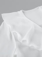 Ruffle Trim V-Neck Flare Sleeve Tops And Smocked Waist Mini Skirt Two Piece Set 2026