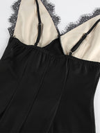 Elegant Lace V-Neck Slim Fit Slip Summer Long Dress For Women 2026