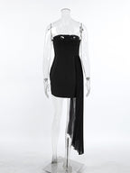 Strapless Summer Mini Dress With Asymmetric Pleated Drape For Women 2026
