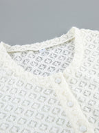 Knitted Hollow Out Slim Cardigan Top With Flare Sleeves For Women 2026