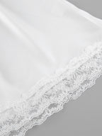 Satin Lace Trim V-Neck Tie Front Top And Mini Skirt 2-piece Set For Women 2026