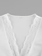 Satin Lace Trim V-Neck Tie Front Top And Mini Skirt 2-piece Set For Women 2026