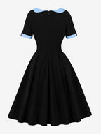 Contrast Peter Pan Collar A-line Summer Swing Midi Dress For Women 2026