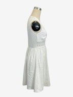 Eyelet Lace Mini Dress for Women - White Boho V Neck Sleeveless Fit and Flare A-Line Sundress - Summer Beach Vacation 2026