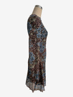 Leopard Floral Slit Flare Sleeve Mini Dress For Women 2026