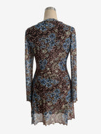 Leopard Floral Slit Flare Sleeve Mini Dress For Women 2026