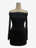 Off Shoulder Lace Bodycon Long Sleeve Mini Dress For Women 2026