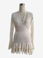 V Neck Lace Layered Ruffle Hem Long Sleeve Mini Dress For Women 2026