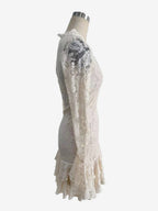 V Neck Lace Layered Ruffle Hem Long Sleeve Mini Dress For Women 2026