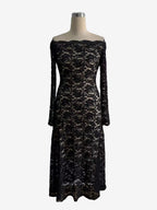 Off Shoulder Lace Long Sleeve Bodycon Maxi Dress For Women 2026