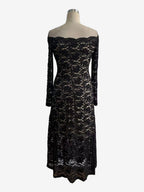 Off Shoulder Lace Long Sleeve Bodycon Maxi Dress For Women 2026