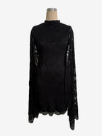 Cape Sleeve High Neck Floral Lace Bodycon Mini Dress For Women 2026