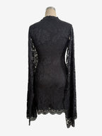 Cape Sleeve High Neck Floral Lace Bodycon Mini Dress For Women 2026