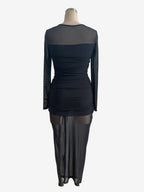 Ruched Mesh Patchwork Long Sleeve Bodycon Maxi Dress For Women 2026