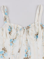 Floral Print Ruched Bust Sleeveless A Line Midi Tea Dress For Women 2026