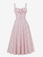Floral Print Ruched Bust Sleeveless A Line Midi Tea Dress For Women 2026