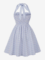 Striped Halter Neck Floral Print A Line Summer Sundress For Women 2026