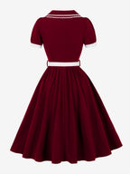 Double Layer Peter Pan Collar Embroidery Puff Sleeve Swing Dress For Women 2026