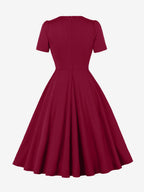 Side Bow Knot Crew Neck Short Sleeve A Line Swing Dress For Women 2026
