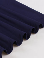 Contrast Piping Bow Neck Button Decor Pleated A Line Swing Dress For Women 2026