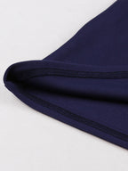 Contrast Piping Bow Neck Button Decor Pleated A Line Swing Dress For Women 2026