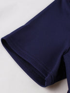 Contrast Piping Bow Neck Button Decor Pleated A Line Swing Dress For Women 2026