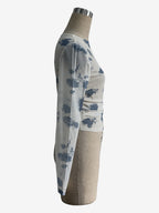 Smoky Floral Print Ruched Side Slim Fit Long Sleeve Skinny Top For Women 2026