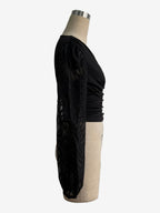 Deep V Neck Ruched Front Lantern Sleeve Slim Top For Women 2026