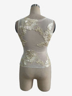 Sleeveless Mesh Tank Top With 3D Floral Applique Embroidery For Women 2026