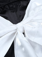 Black Bodycon Women's Mini Dress - Off Shoulder White Bow Back With Train - Sexy Strapless Summer Birthday Party Gown 2026
