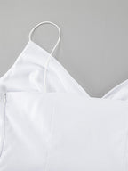 White 100% Cotton Women's Maxi Dress - Spaghetti Strap Ruched Bust Sundress - Sexy V-neck Ruffle Trim Beach Vacation Long Dress 2026